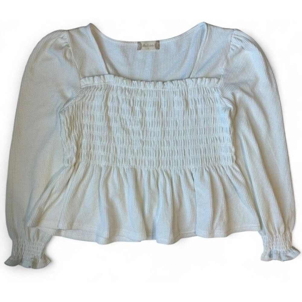 Alter’d State Large White Peasant Ruffle Cottagecore Long Sleeve Shirt Boho